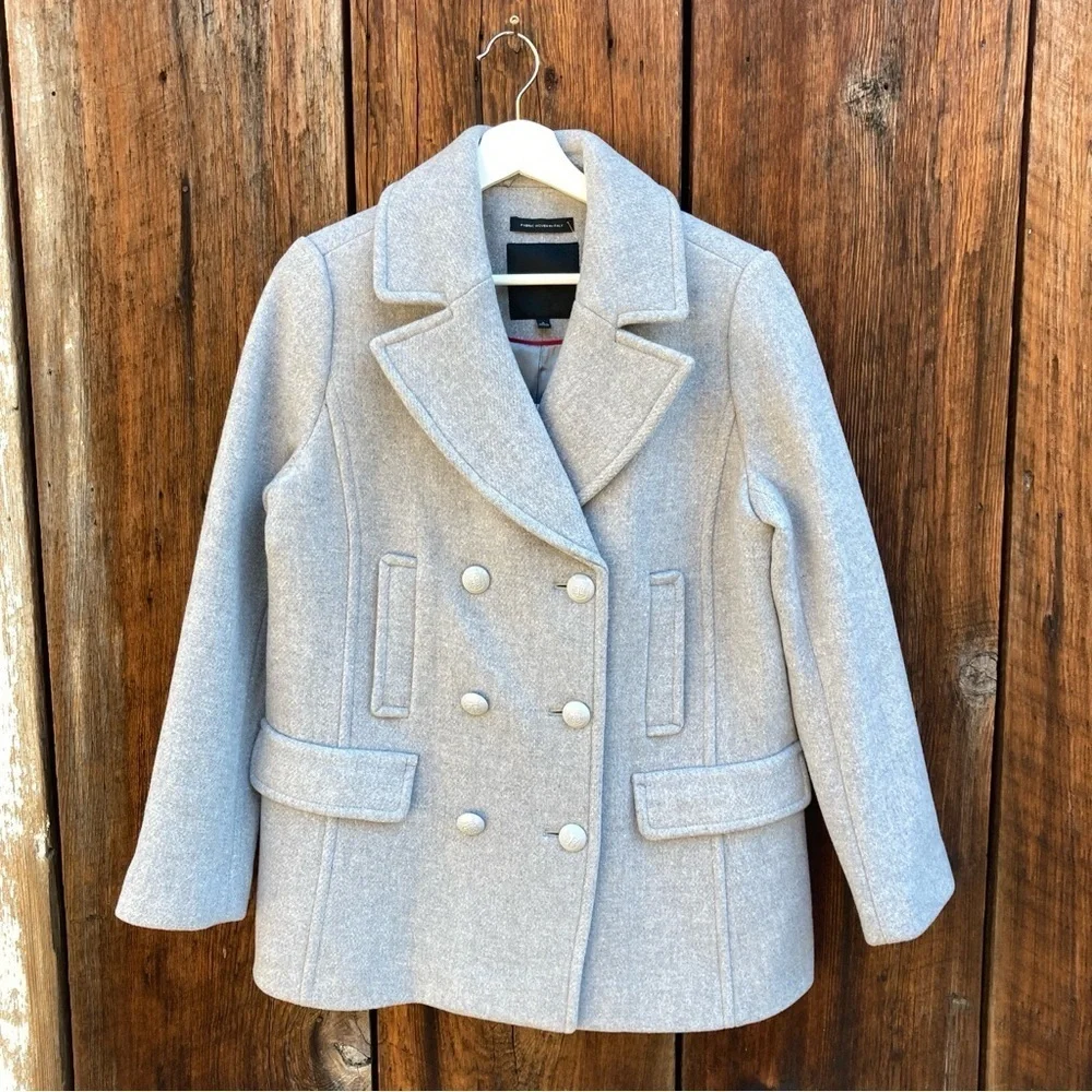 NWT Talbots light Grey Womens Double Breasted Pea Coat size 8 medium - Picture 1 of 14
